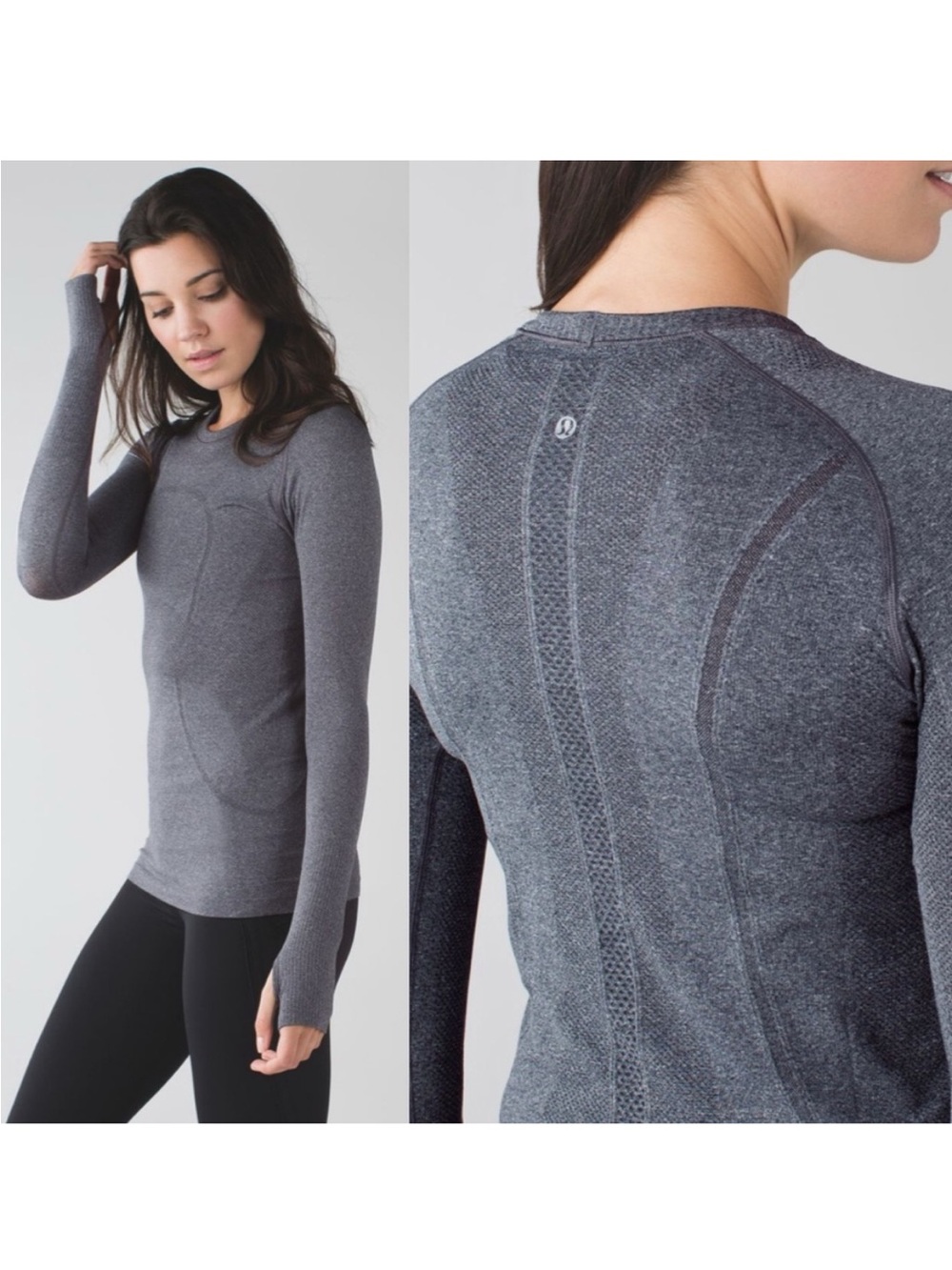 lululemon Swiftly Tech Long Sleeve Heathered Black Sz 8
